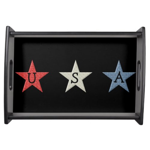 Red White and Blue Patriotic Stars Serving Tray