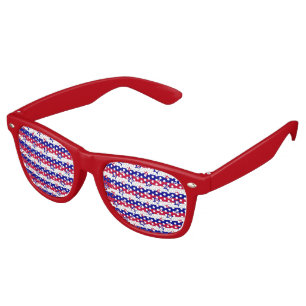 Red White and Blue Patriotic Stars Stripes Pattern Retro Sunglasses