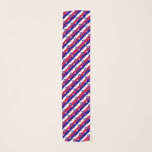Red White and Blue Patriotic Stars Stripes Pattern Scarf