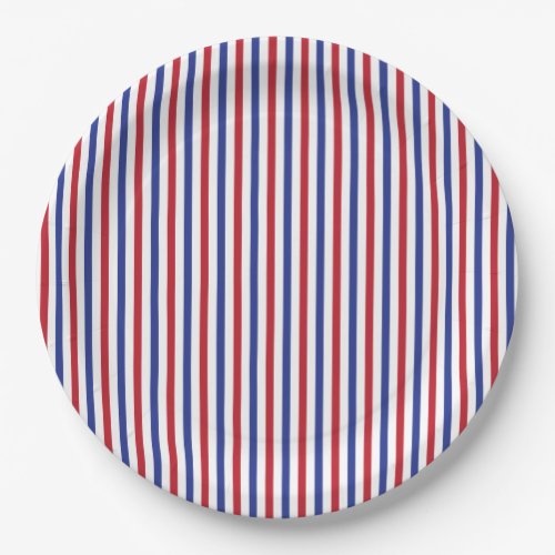 Red White and Blue Patriotic Stripe Pattern Paper Plates