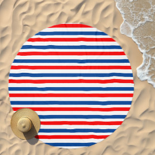 Red White and Blue Patriotic Stripes Beach Towel