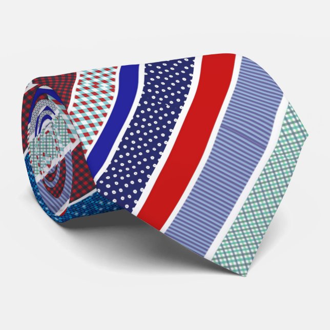 Red, White and Blue Patriotic Stripes Neck Tie (Rolled)
