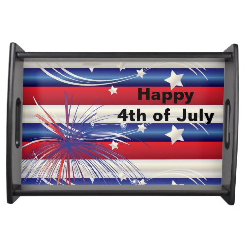 Red White and Blue Patriotic Stripes Serving Tray