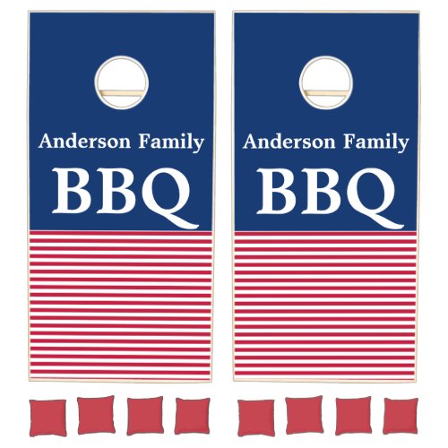 Red White and Blue Patriotic Themed Family Cornhole Set