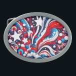 Red, White and Blue Patriotic US Flag   Belt Buckle<br><div class="desc">US Flag abstract art red,  white and blue stars and stripes Fourth of July Independence Day design.</div>