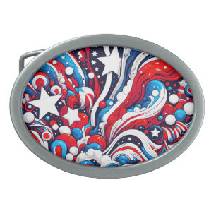 Red, White and Blue Patriotic US Flag   Belt Buckle