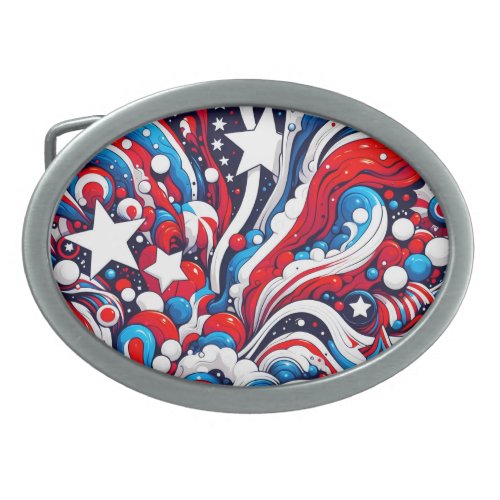 Red White and Blue Patriotic US Flag   Belt Buckle
