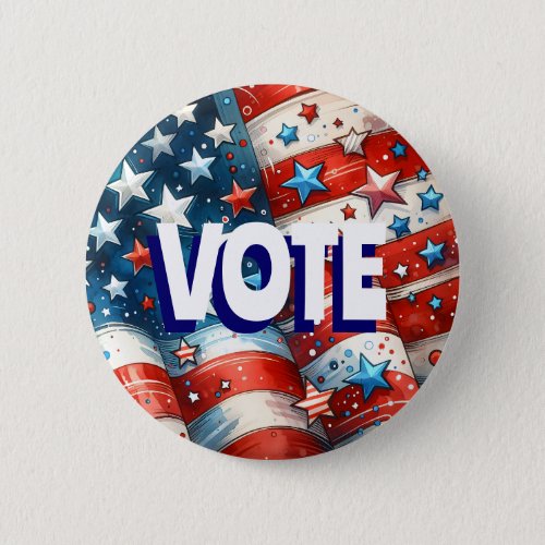 Red White and Blue Patriotic US Flag Vote Button