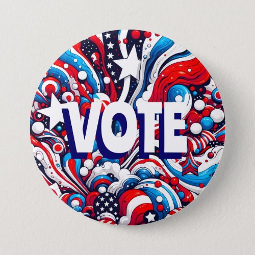 Red White and Blue Patriotic US Flag Vote Button