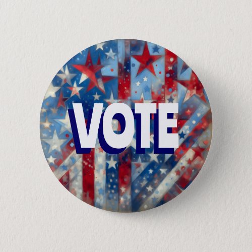 Red White and Blue Patriotic US Flag Vote Button