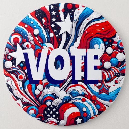 Red White and Blue Patriotic US Flag Vote Large Button