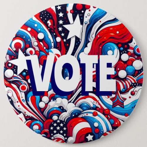 Red White and Blue Patriotic US Flag Vote Large Button