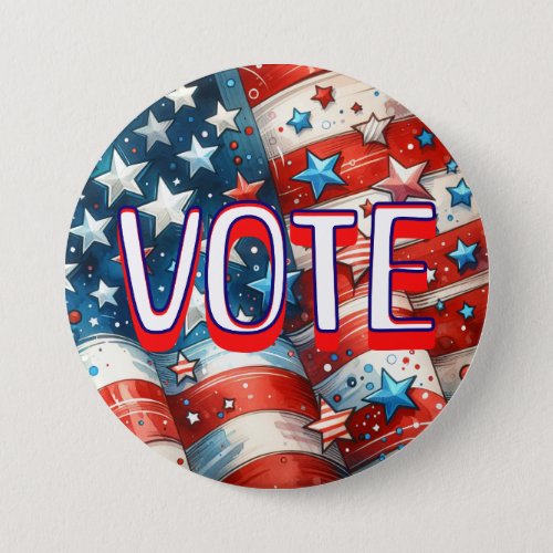 Red White and Blue Patriotic Vote  Button