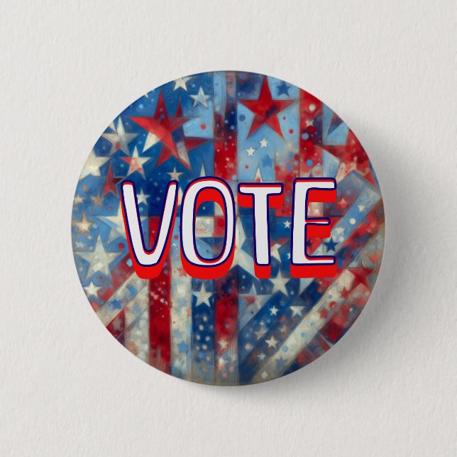 Red, White and Blue Patriotic Vote  Button (Front)