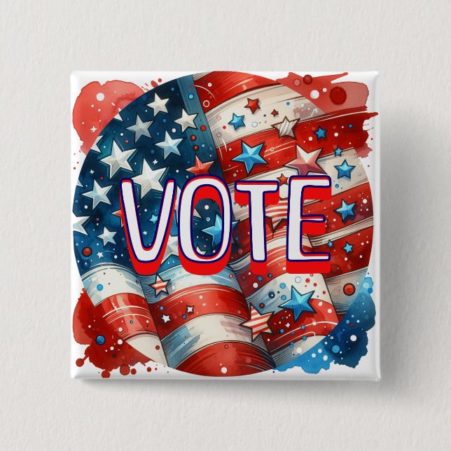 Red, White and Blue Patriotic Vote  Button (Front)