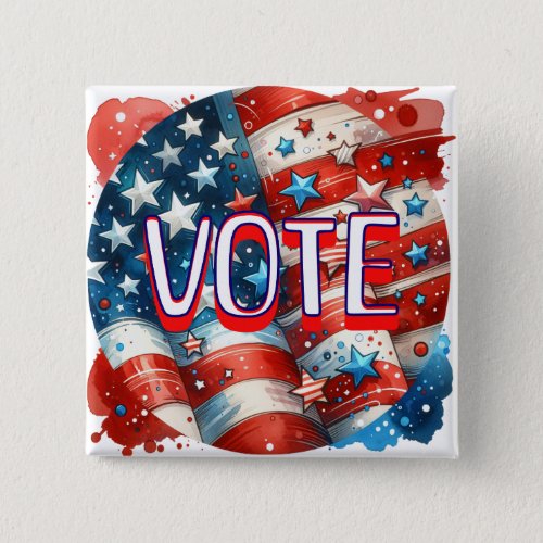Red White and Blue Patriotic Vote  Button