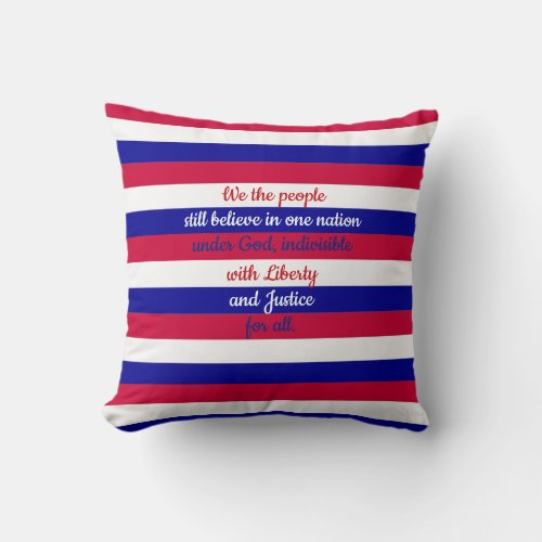 Red White and Blue Patriotic We the People Message Throw Pillow