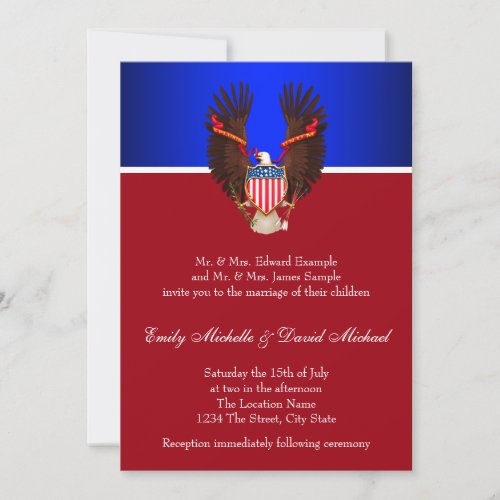 Red, White and Blue Patriotic Wedding Invitations