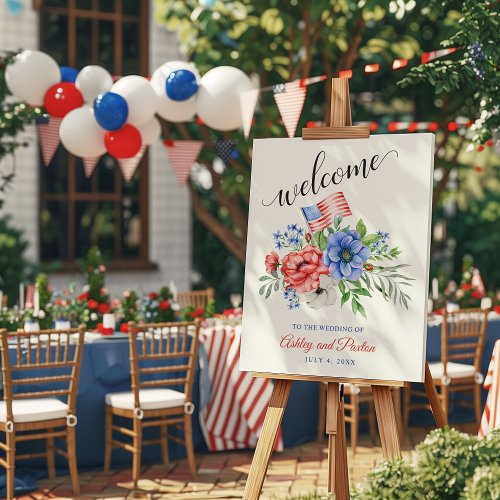 Red White and Blue Patriotic Wedding Welcome Foam Board