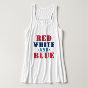 Red White and Blue Patriotic Womens 4th July Tank Top