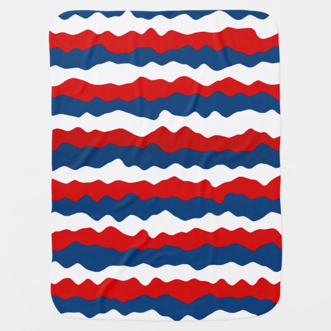 Red, White and Blue Pattern Baby Blanket (Front)