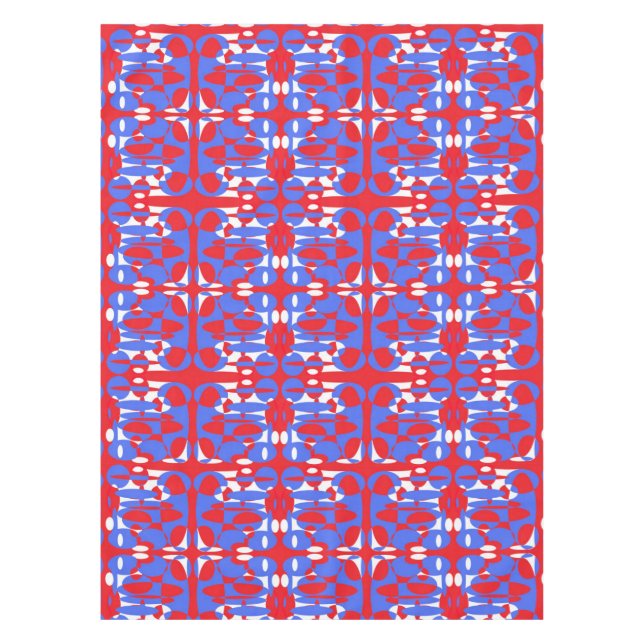 Red, white and blue pattern spheres tablecloth (Front)