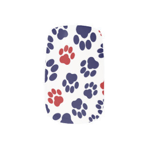 Red, White, and Blue Paw Print Nail Art