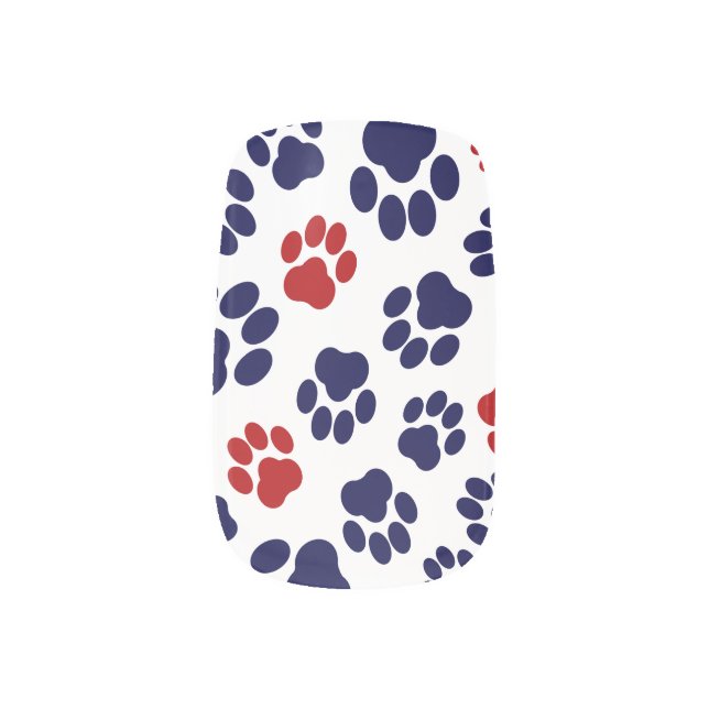 Red, White, and Blue Paw Print Nail Art (Left Thumb)