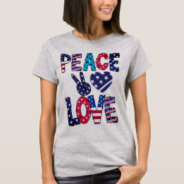 Red White and Blue Peace Love T-Shirt