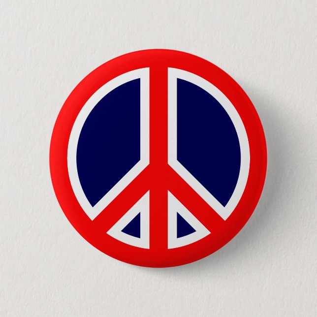 Red, White, and Blue Peace Sign Button (Front)