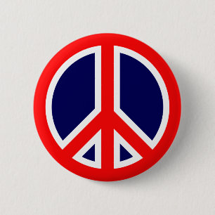 Red, White, and Blue Peace Sign Button