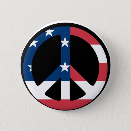 RED WHITE AND BLUE PEACE SIGN BUTTON