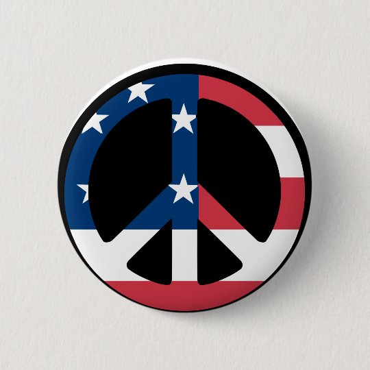RED WHITE AND BLUE PEACE SIGN BUTTON