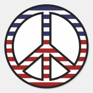 Red White and Blue Peace Sign Stickers