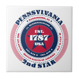 Red, White, and Blue Pennsylvania Ceramic Tile