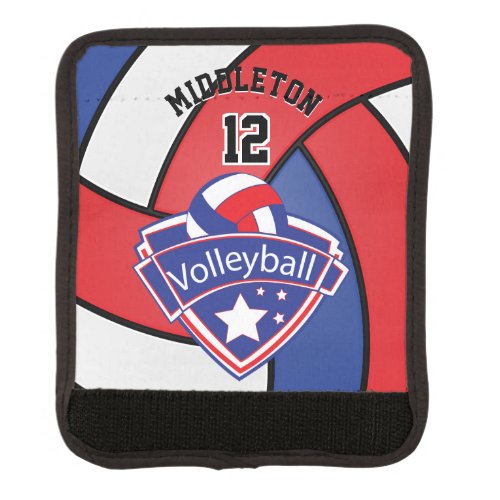 Red White and Blue Personalize Volleyball Luggage Handle Wrap