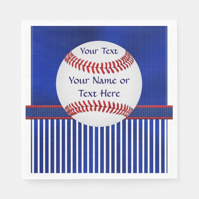 Red, White and Blue Personalized Baseball Napkins (Front)