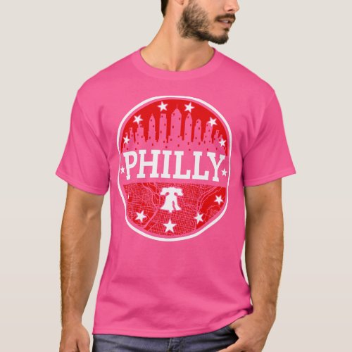 Red White and Blue Philly Fan Philadelphia Skyline T_Shirt