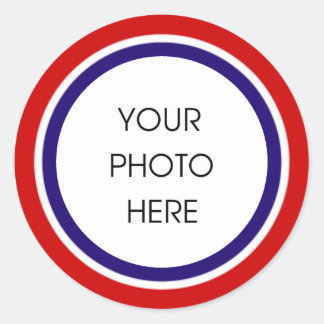Red White and Blue Photo Frame Classic Round Sticker