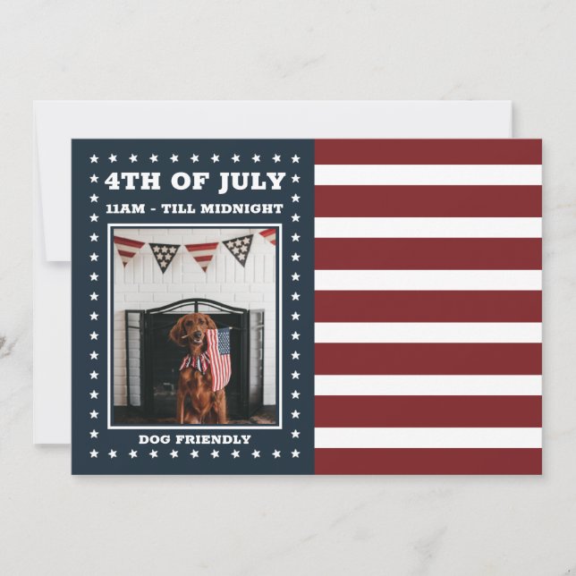 Red White and Blue | Photo | USA flag 4th of July Invitation (Front)