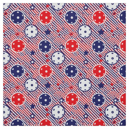 Red, white and blue pickleballs fabric