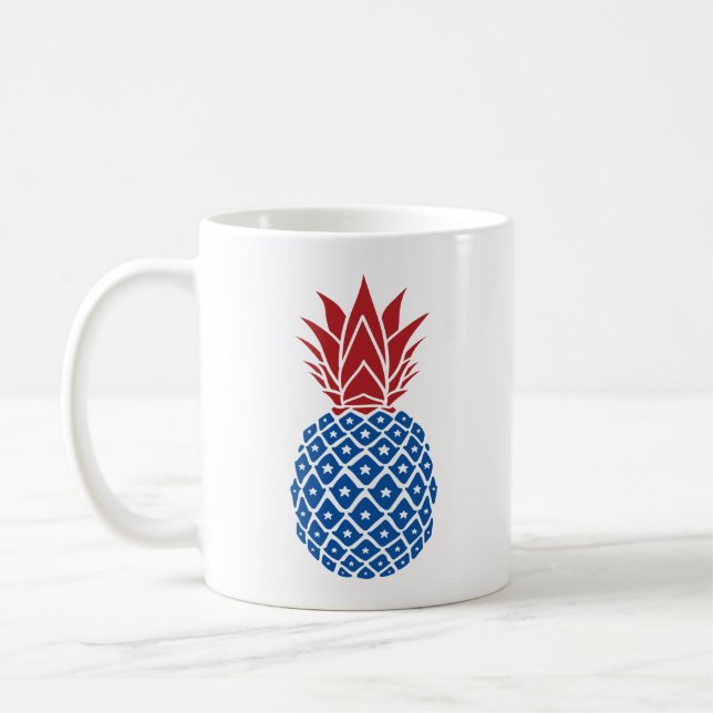 Red White and Blue Pineapple Coffee Mug (Left)