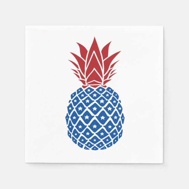 Red White and Blue Pineapple Napkins (Front)