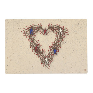 Red White And Blue Pip Berry Heart Placemat