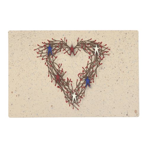 Red White And Blue Pip Berry Heart Placemat