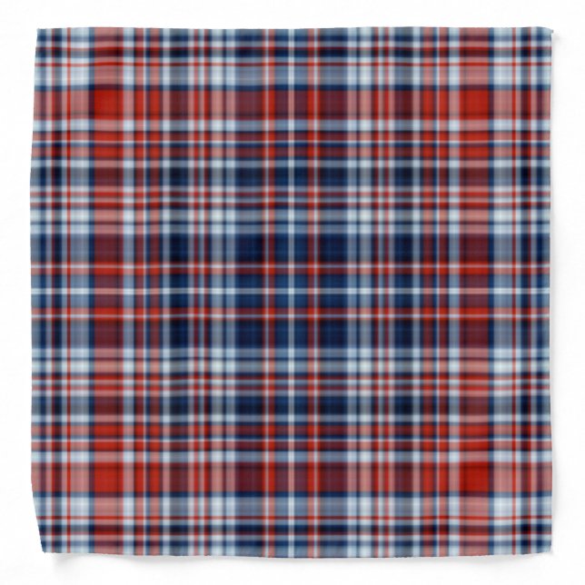 Red White and Blue Plaid Bandana (Front)