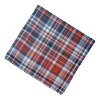 Red White and Blue Plaid Bandana