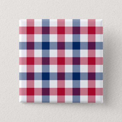 Red White and Blue Plaid Button