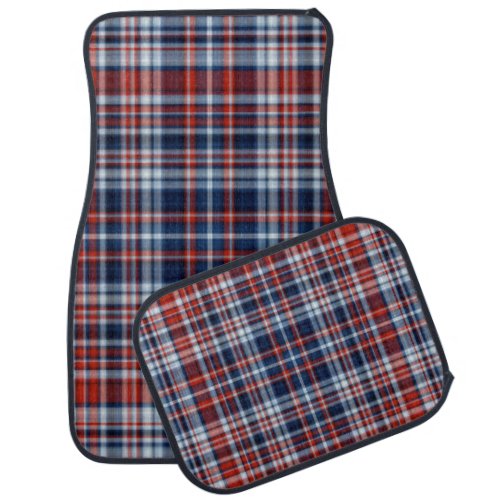 Red White and Blue Plaid Car Mat