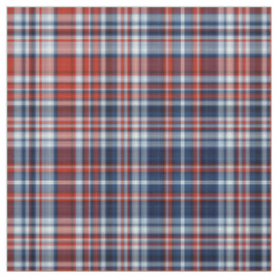 Red White And Blue Plaid Fabric Zazzle Red White And Blue Plaid Fabric